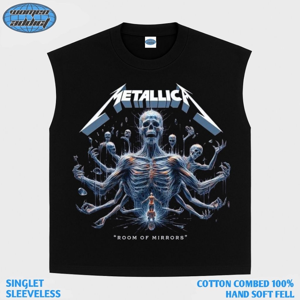 KAOS BAJU SINGLET METALLICA ROOM OF MIRRORS | SINGLET HITAM | SINGLET BAND | KAOS BAND | BAND METAL 