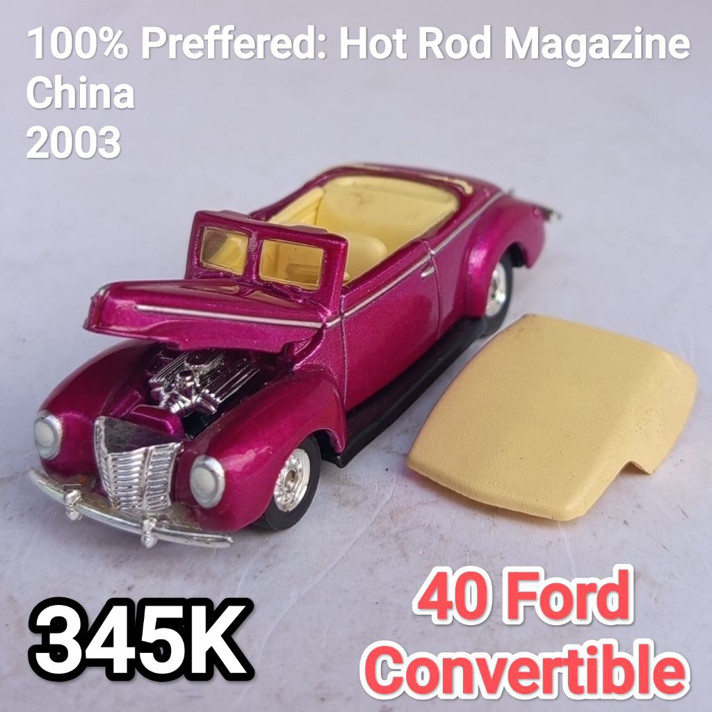Hot Wheels 100% Preffered Hot Rod Magazine Adult Collectibles 40 Fore Convertible