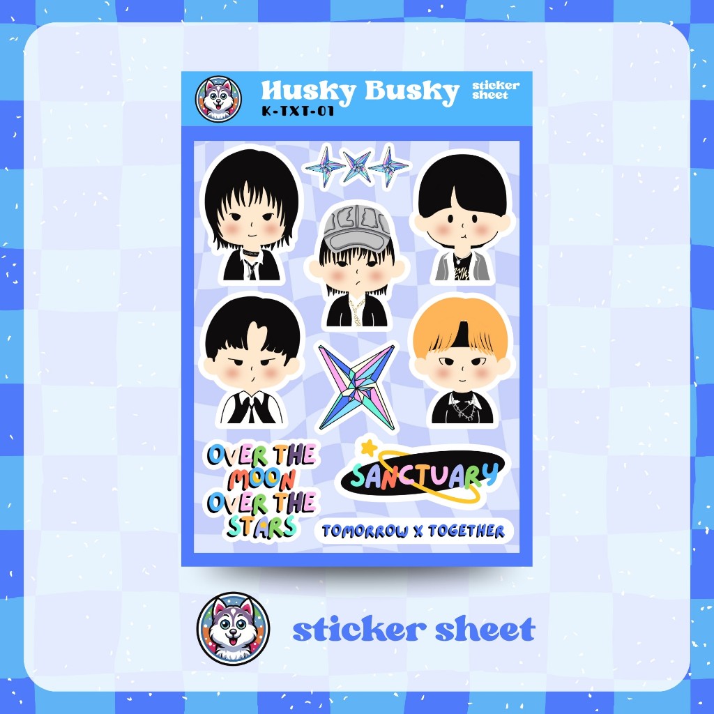 

TXT Sanctuary stiker vinyl kiss cut A6 (Tomorrow X Together sticker sheet fankit dekorasi laptop hp lucu)