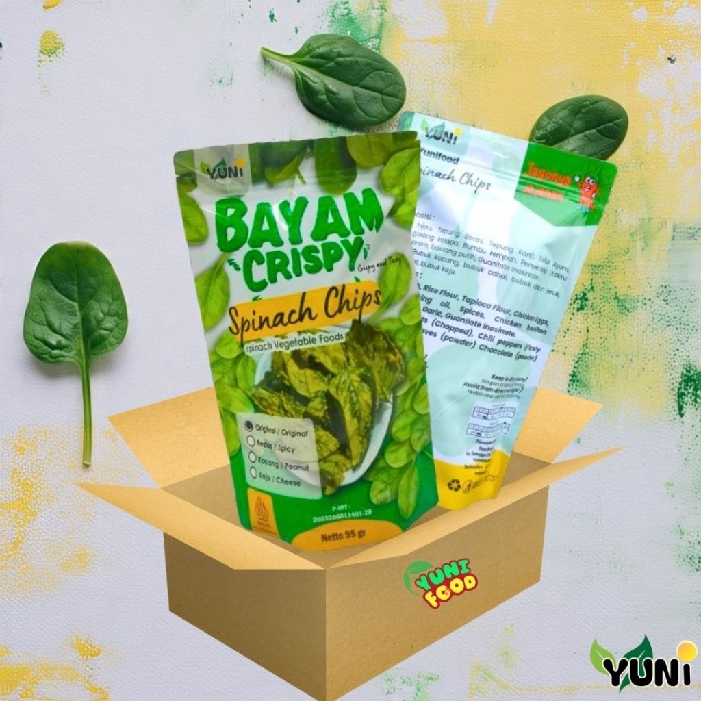 

Bayam Crispy , Keripik Bayam, Keripik Sayur, Renyah,Gurih, 95g