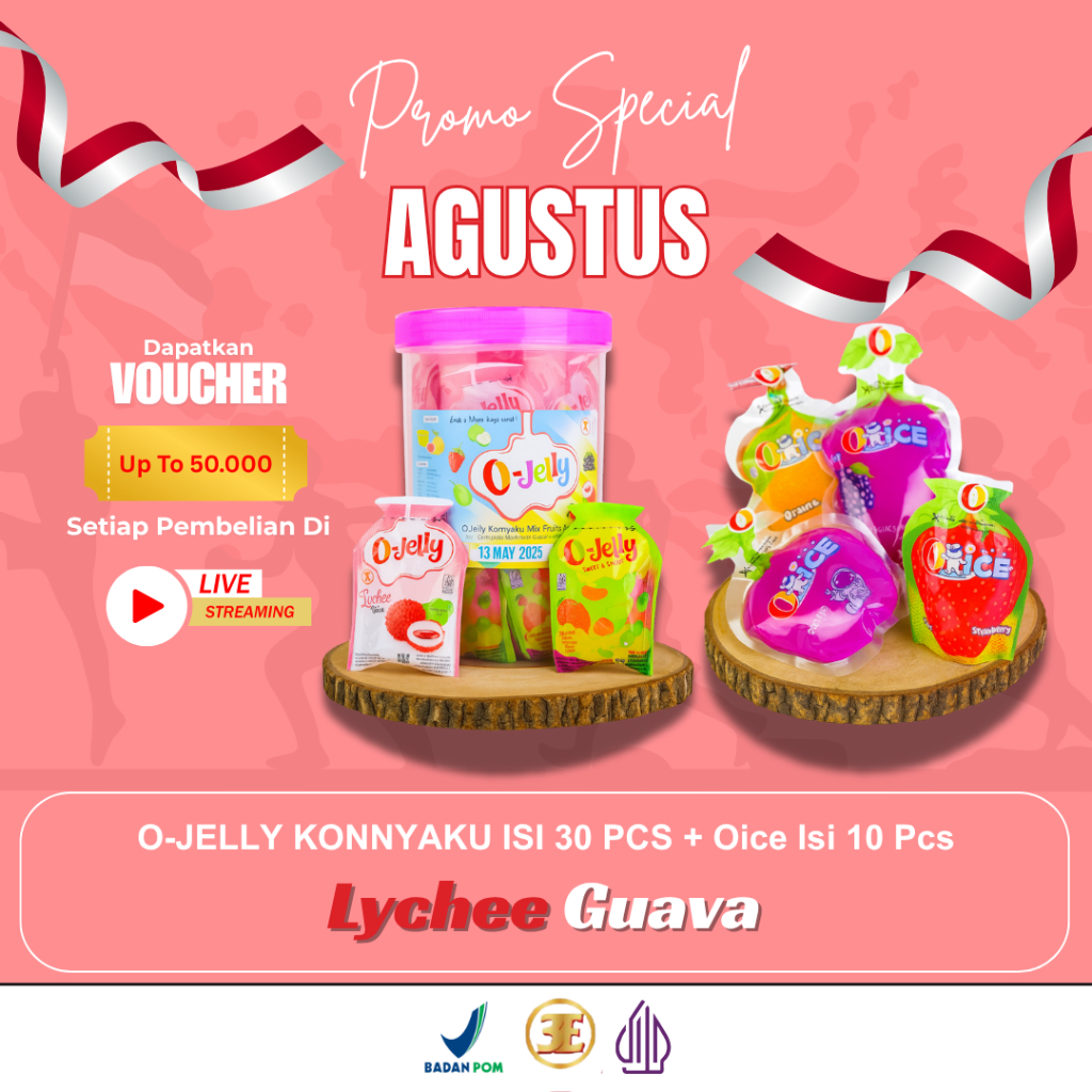 

Promo/Sale/ O Jelly/Jeli/Ager Konnyaku/ Isi 30 pcs/Oice/Minuman Buah/Isi 10 pcs/Aneka Rasa