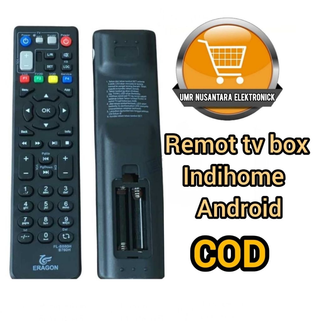 Remote TV box INDIHOME | Suitable For Android TV Box ZTE ZXV10 B860H B760H Hitam