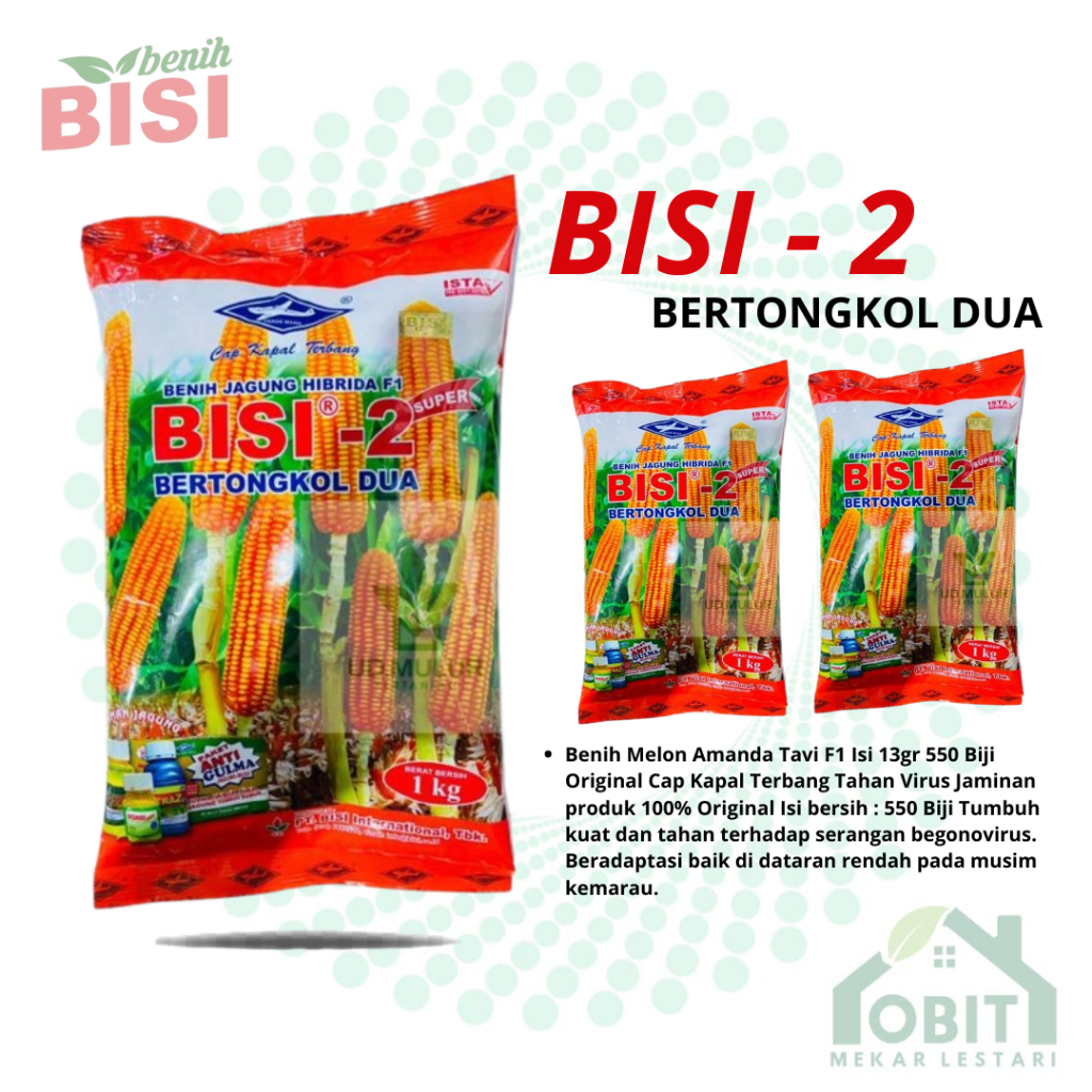 Shopritz Benih Jagung Hibrida Bisi 2 Super Bertongkol Dua 1Kg / Bibit Jagung Bisi 2 Original Pabrik