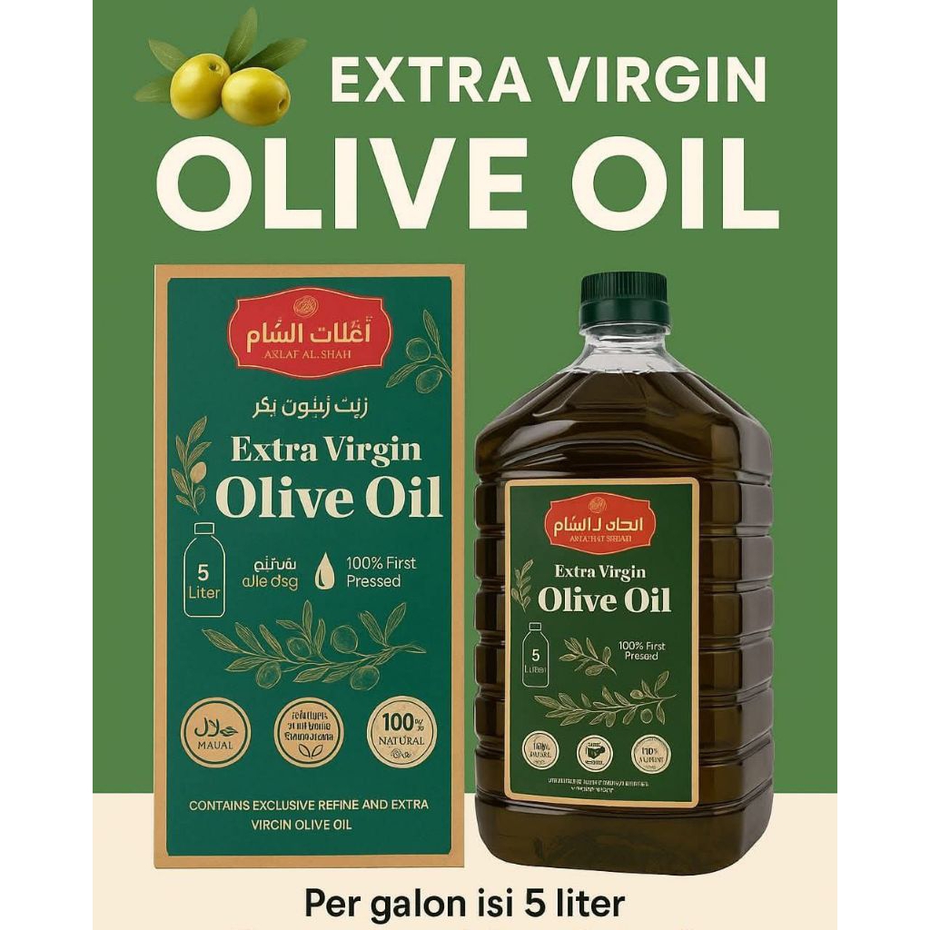

Minyak Zaitun Extra Virgin Olive Oil Premium Aklat Al-Sham 5 liter