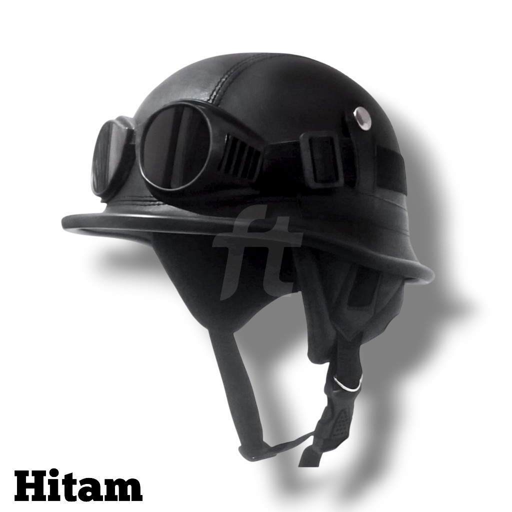 Ferkanada - Helm Retro Bogo Nazi Crazy Vespa + Kacamata Hitam SNI