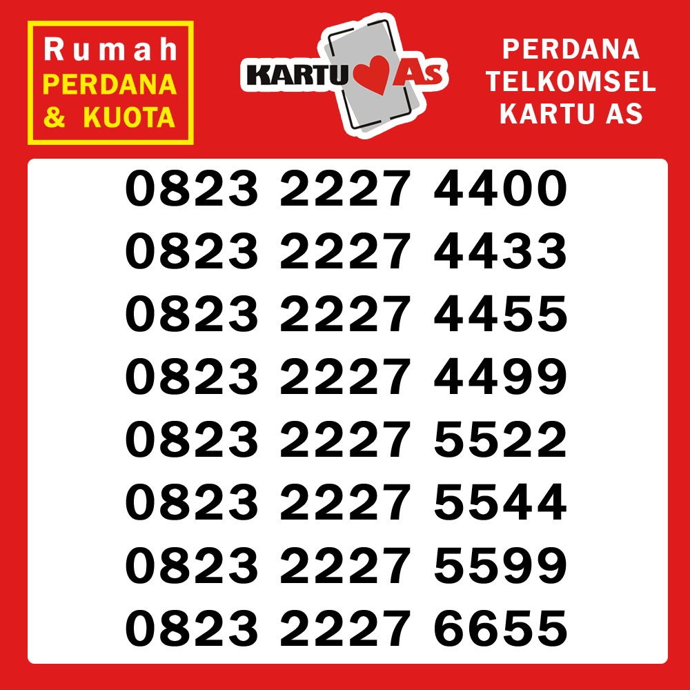 Perdana nomor cantik Telkomsel Kartu As 0823 2227 aabb