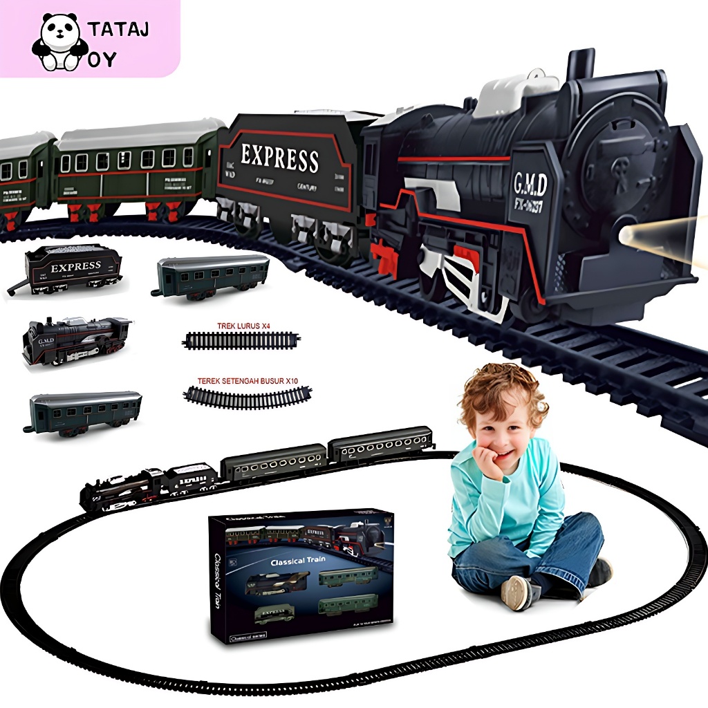 Tatajoy Mainan Kereta Api Rail King /Kereta Rail King Besar / Kereta Asap / Kereta Cepat/ Mainan Ker
