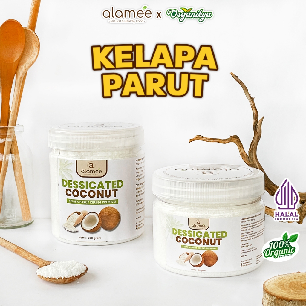 

ALAMEE Dessicate Coconut Kelapa Parut Kering Coconut Flakes Topping Kue Kelapa Kering organikya