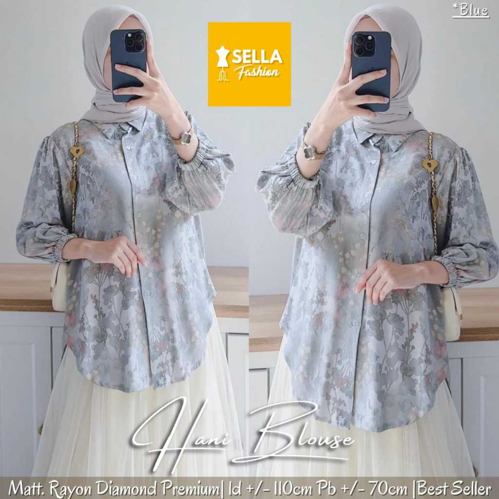 Hani Blouse Rayon Diamond Premium Motif Bunga Elegan
