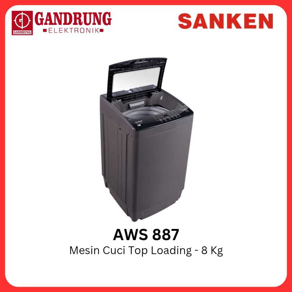 SANKEN Mesin Cuci 1 Tabung Top Loading 8 Kg - AWS 887