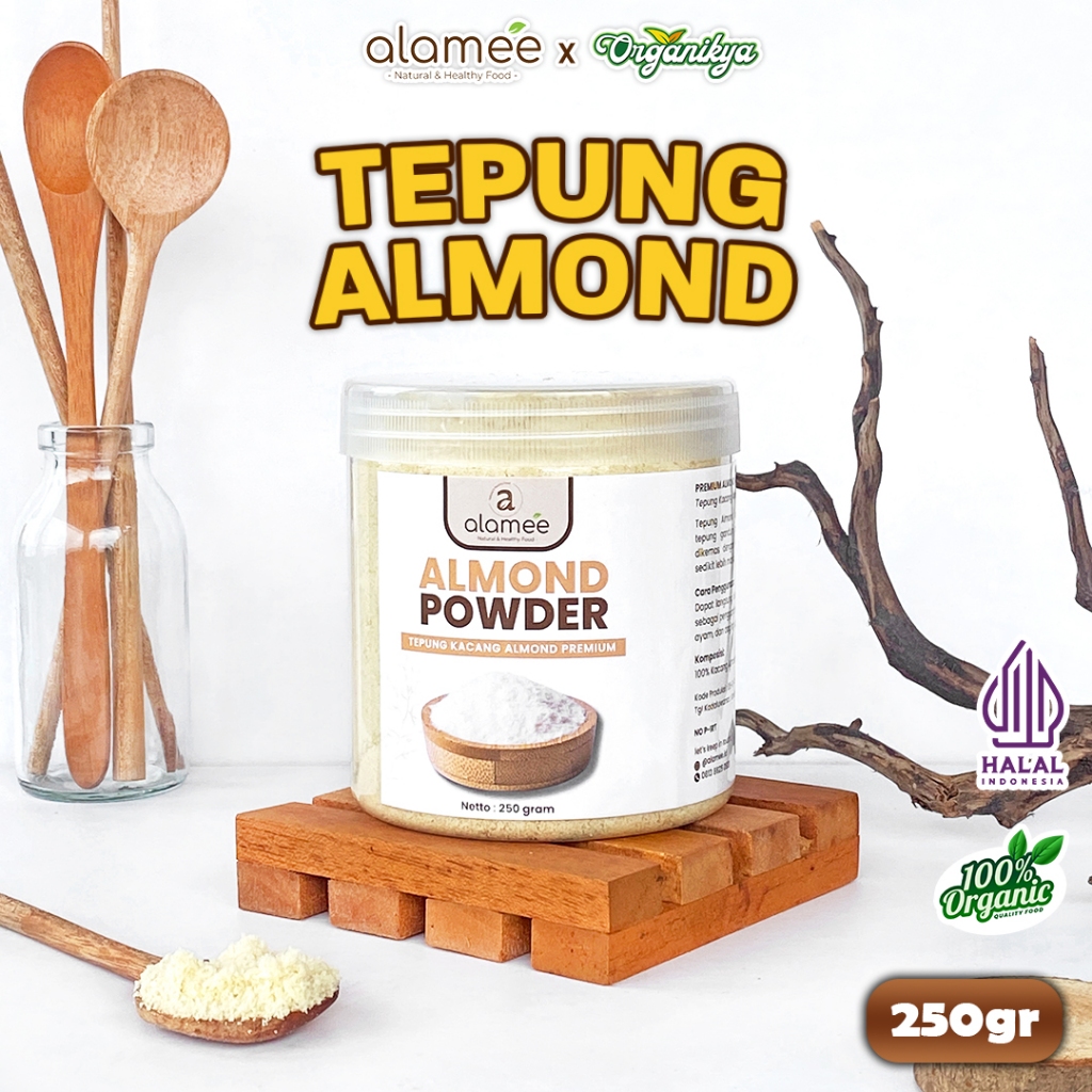 

ALAMEE Tepung Almond Bubuk Almond Powder Almond Flour Tanpa Campuran Gluten FREE 250gr organikya