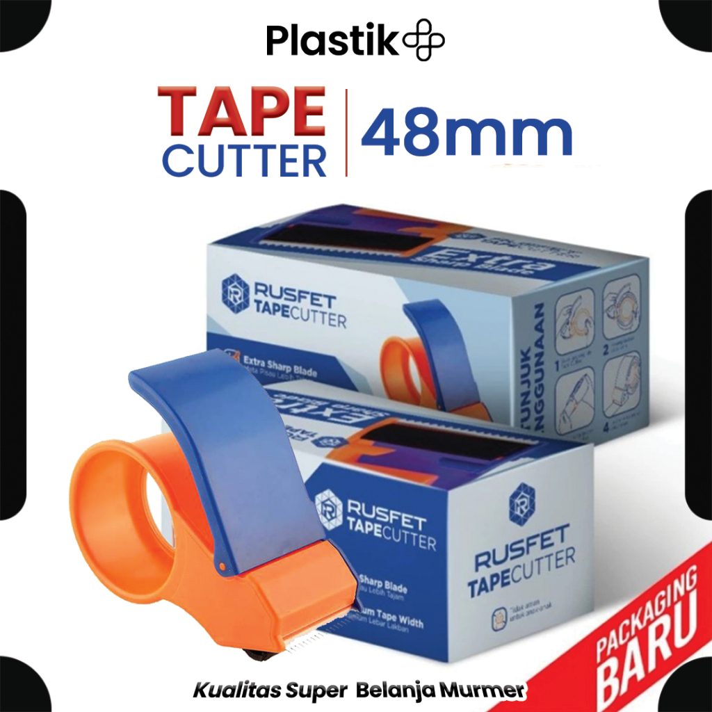 

Tape Dispenser Cutter Bahan Plastik 45/48mm (2 INCH) / Alat Pemotong Lakban Besar Merek Rusfet Murah