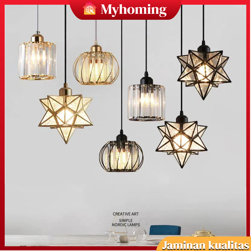 Harga MinimumCOD Lampu Hias Gantung Plafon Kristal Minimalis Lampu kristal plafon rumah Lampu