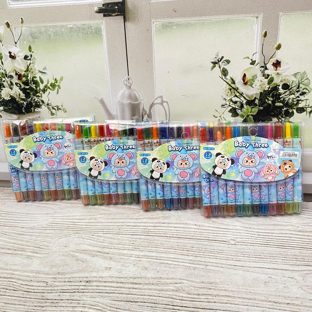 

Perlengkapan Mewarnai KRAYON TWIST MINI BABY THREE ISI 12 PCS MN-1768 Crayon Putar Terbaru Pensil Warna Warni Bisa Cod