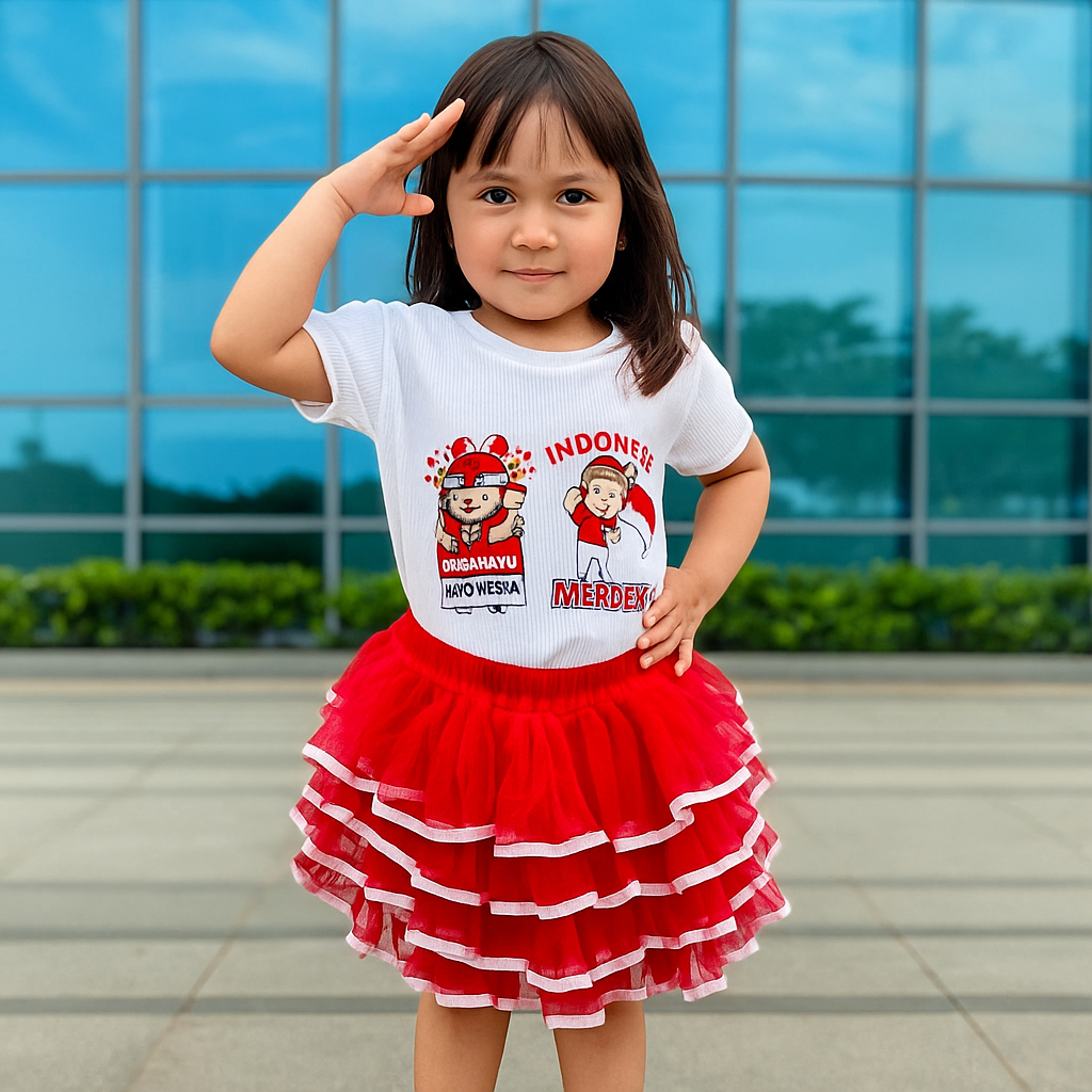 baju anak merah putih kostum anak 17 Agustus” / “baju merah putih pawai anak Setelan Baju Anak Perem