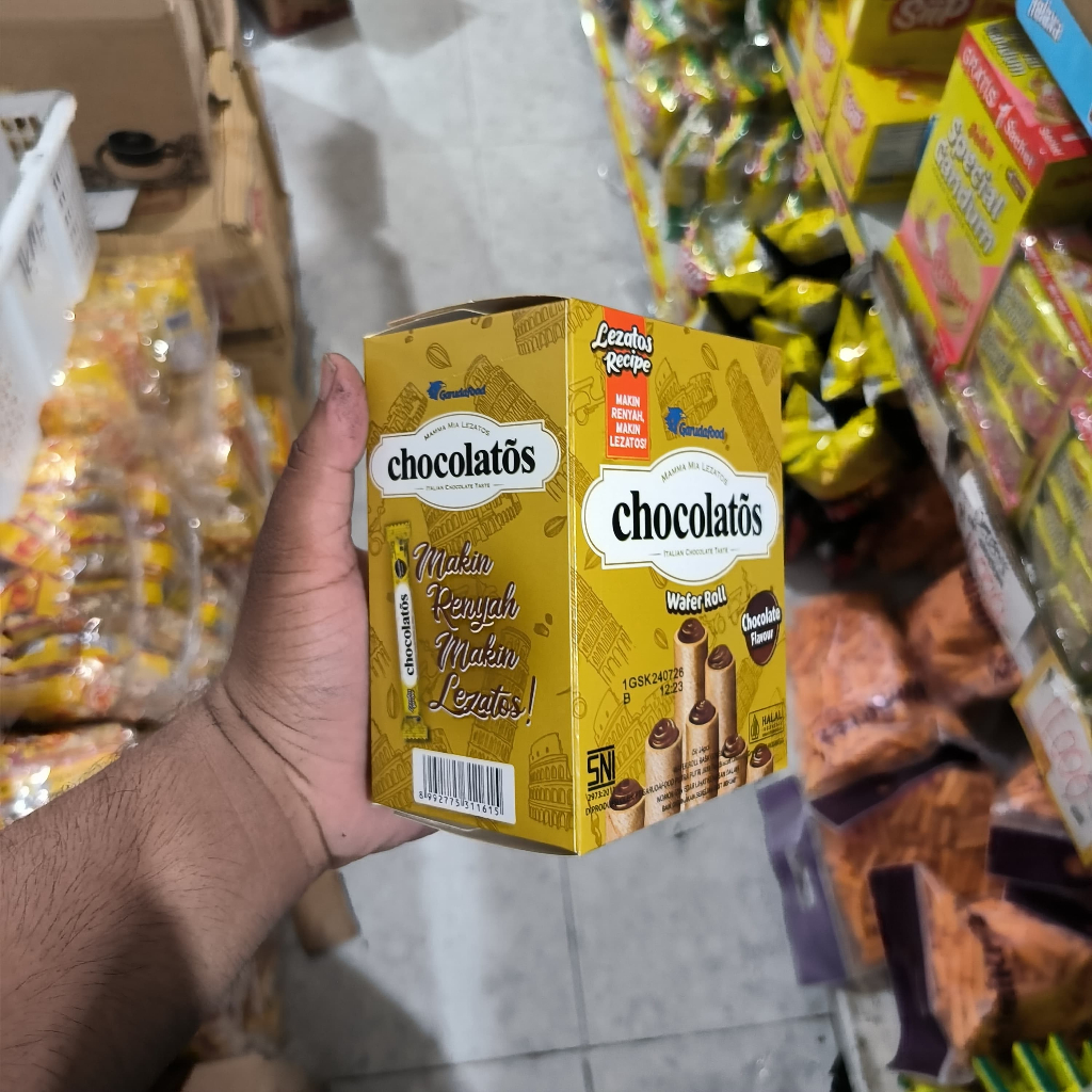 

Chocolatos Wafer Roll Coklat 8,5gr (Isi:24)
