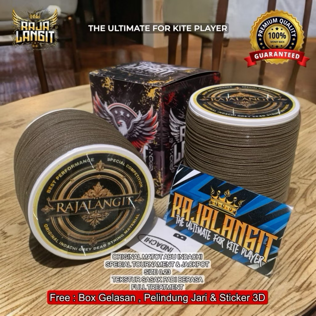 Benang Gelasan Matot Raja Langit bahan Abu Premium Indachi Special Tournament Size 0.23, Tajam maksi