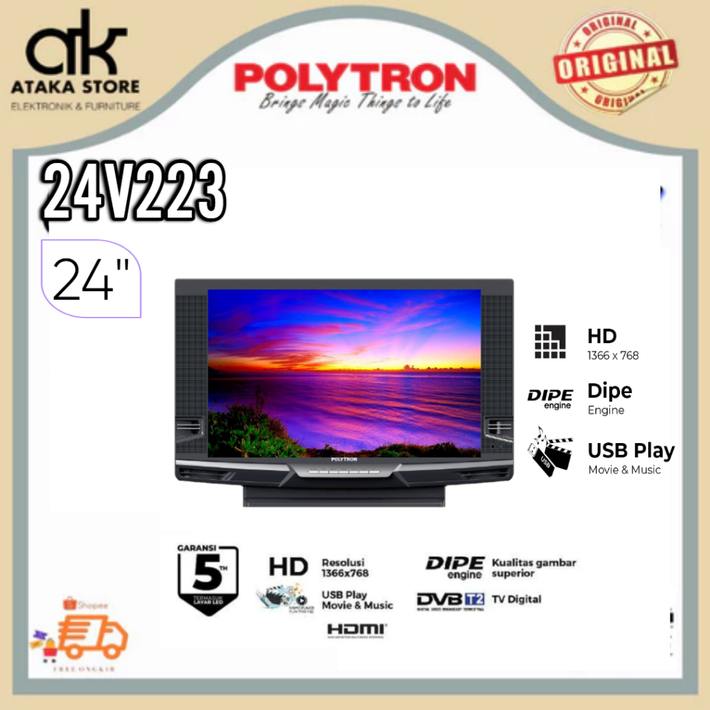TV TABUNG POLYTRON DIGITAL 24V223 24INCH TABUNG TV