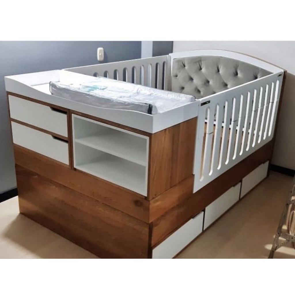 Tempat Tidur Anak Minimalis Modern / Ranjang Bayi Kayu Jati Jepara / Tempat Tidur Laci Bayi Aestheti