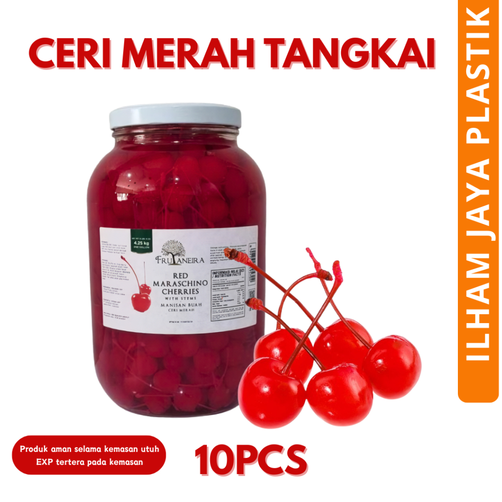 

Buah cerry tangkai repack isi 5 / isi 10 merk marashicinos/ buah cerry repack