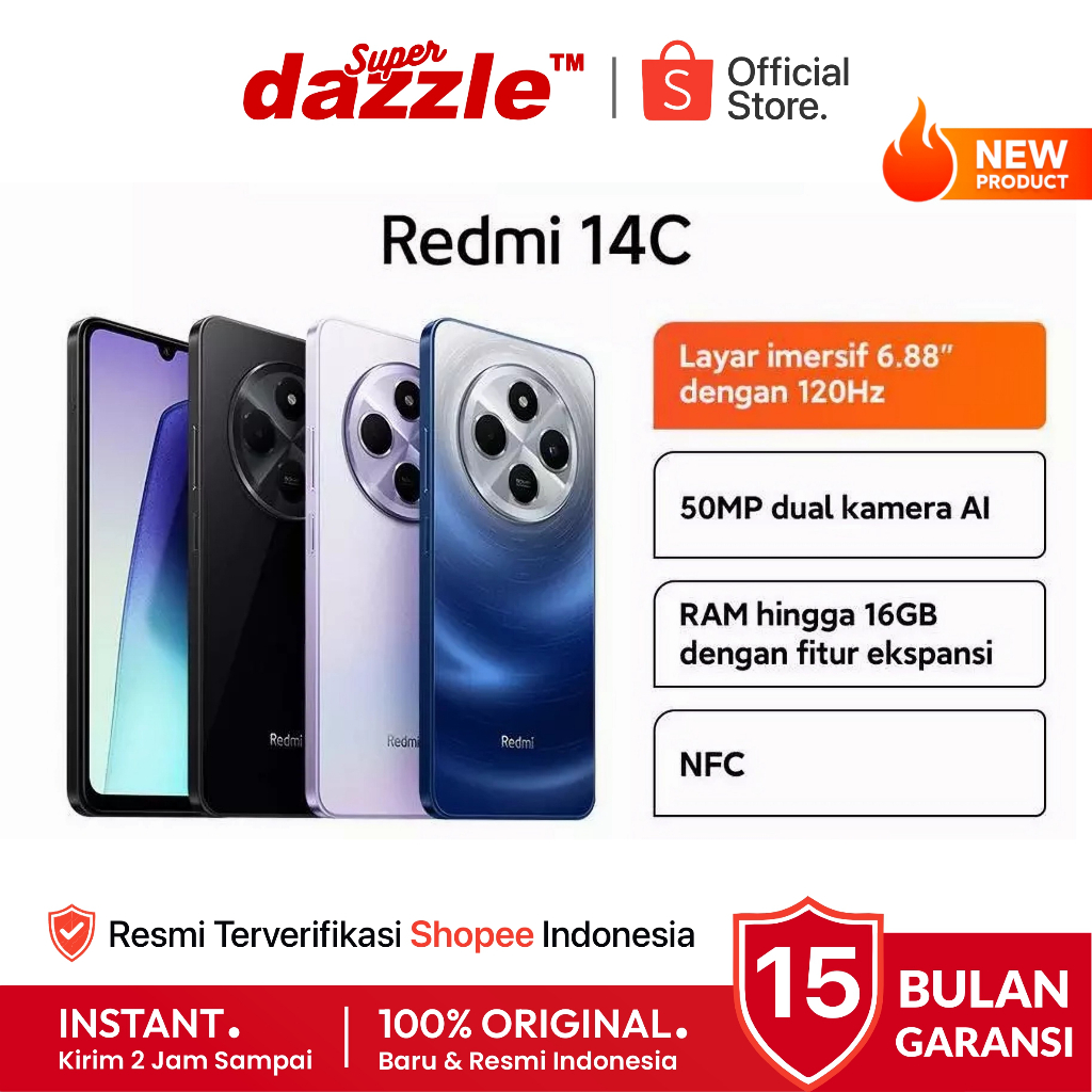 [ TERLARIS ] HP Xiaomi Redmi 14C 8/256 6/128 GB Original 100% Garansi Resmi 15 Bulan TAM Xiaomi Offi