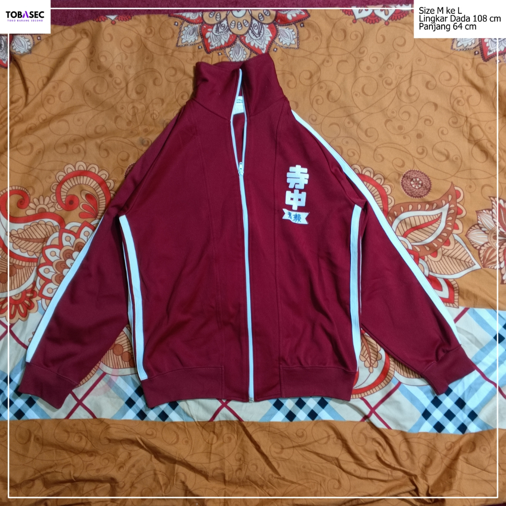 Jacket Tracktop Full ZIp School Tiger warna Merah gaya SquidGame Size M ke L