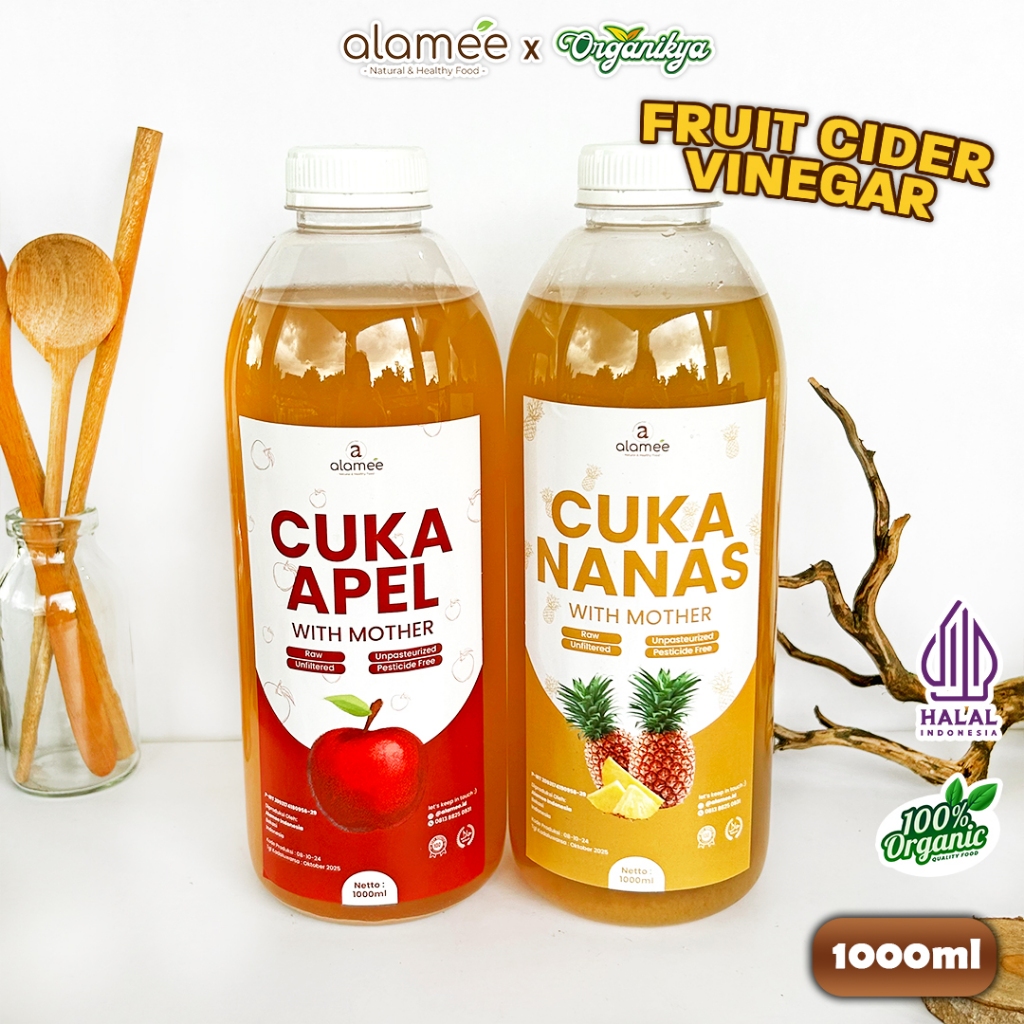 

ALAMEE Cuka Apel Nanas Original Vinegar With Mother Organik Pine Apple Cider Vinegar 1L organikya