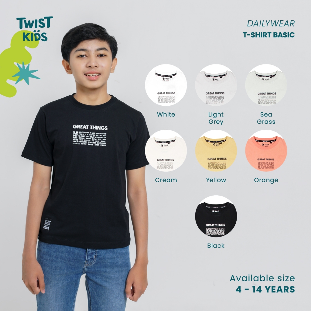 Twist Kids - Griffin NC, Noos Series, Kaos Lengan Pendek Anak Unisex Warna Pastel