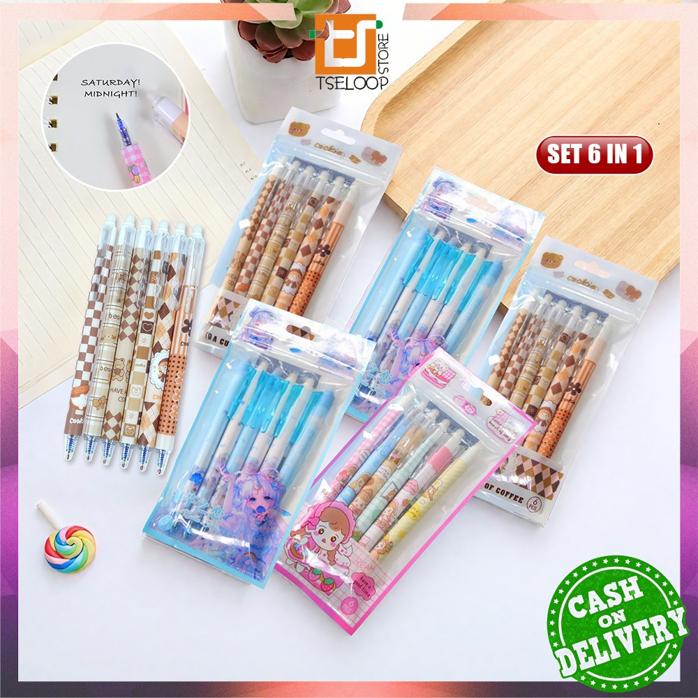 

OFM-A68 Pulpen Set 6IN1 0.5MM Tinta Bisa di Hapus Motif Karakter Lucu / Eraseble Pen Set Cetek Cetekan Kartun / Pena Mekanik Anak Sekolah / Eraser Pen ST