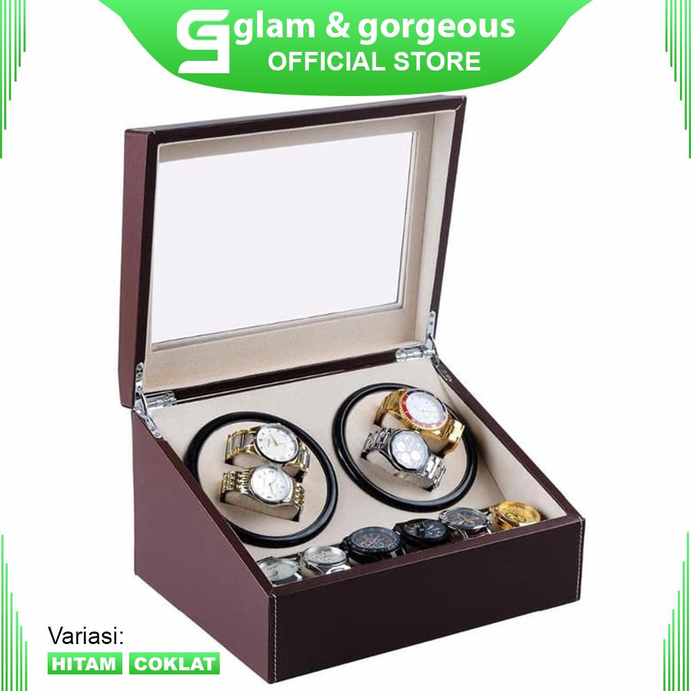 Pemutar Jam Tangan Otomatis WW001 Watch Winder 4 and 6 Bonus Adaptor