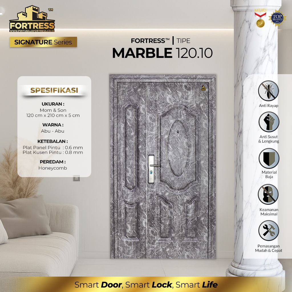 PINTU BAJA FORTRESS TYPE MARBLE 120 PINTU RUMAH FULL SET