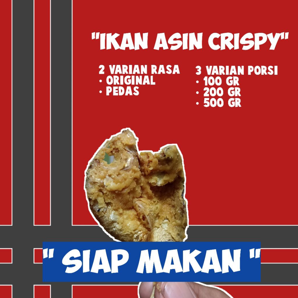 

Camilan Ikan Asin Crispy Ori & Pedas (100gr/200 gr/500gr)