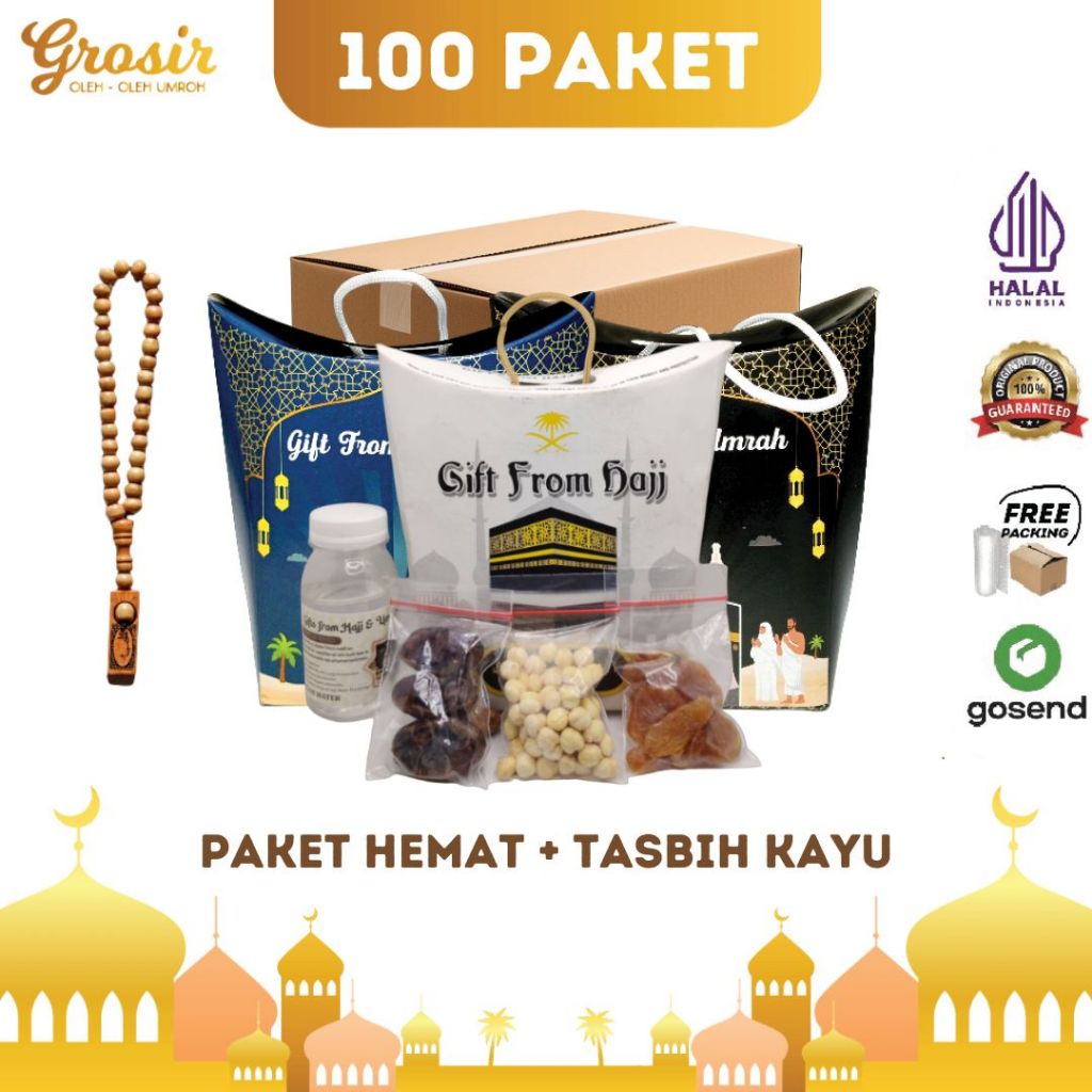 

Paket Hemat Tasbih 100pcs Oleh-oleh Haji dan Umroh Paket isi Air Zamzam