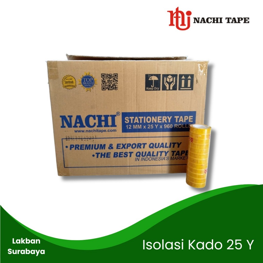 

(1slop=12pcs) Isolasi Kecil Nachi 1/2 Inch x 25yard