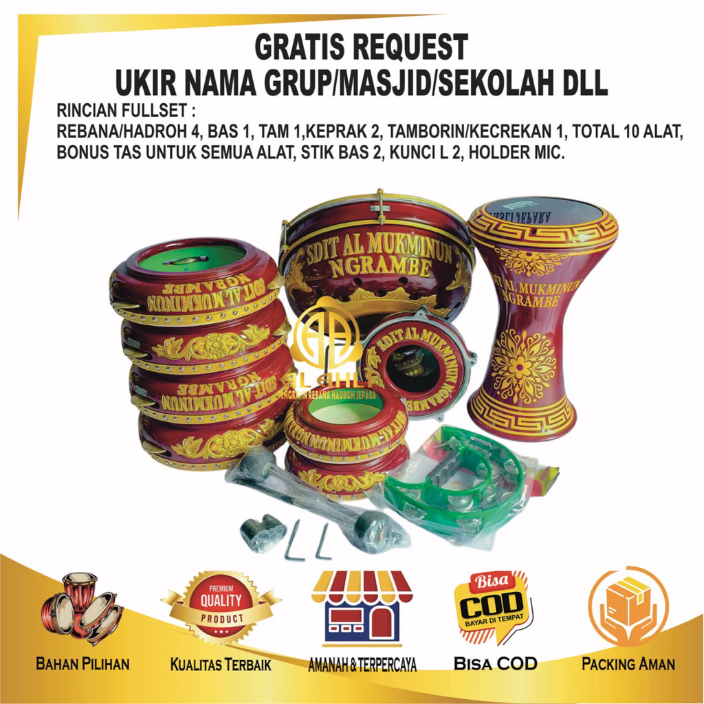 ALAT HADROH FULL SET UKIR BERKUALITAS JEPARA