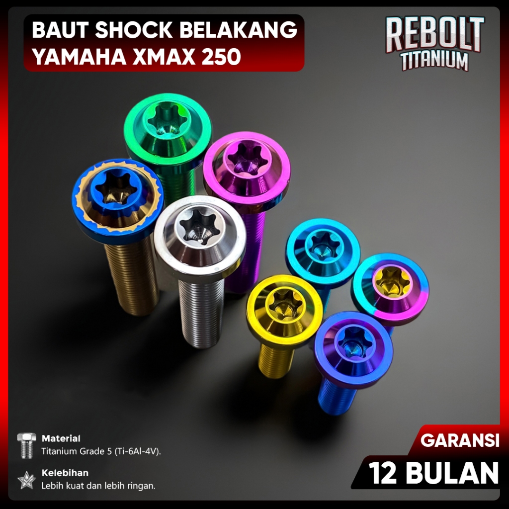 Baut Probolt Titanium Shock Belakang Xmax 250 Grade 5 REBOLT Titanium