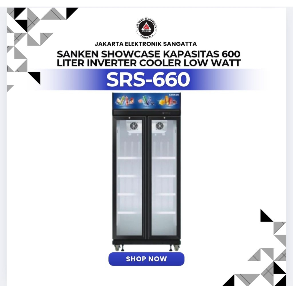 BMJ Sanken Showcase SRS-660 kapasitas 600 liter Inverter showcase cooler low watt
