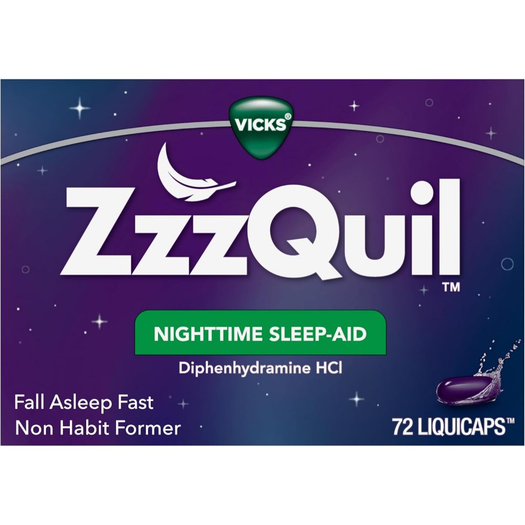 ZzzQuil, Nighttime Sleep Aid LiquiCaps, 25 mg Diphenhydramine HCl, No.1 Sleep-Aid Brand, Non-Habit F