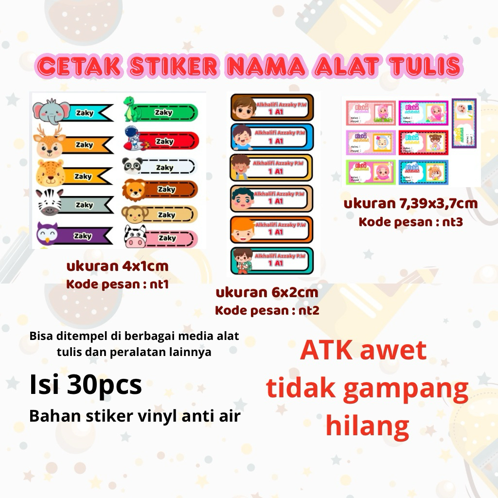

stiker label nama bahan vinyl