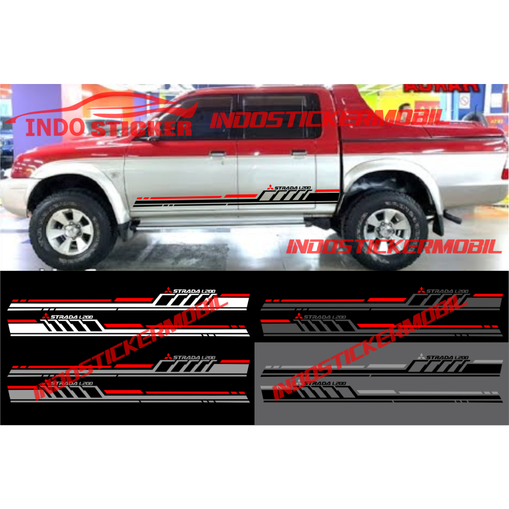 Cutting sticker mobil strada L200 stiker list stripe body samping mobil mitsubishi strada L200 stick