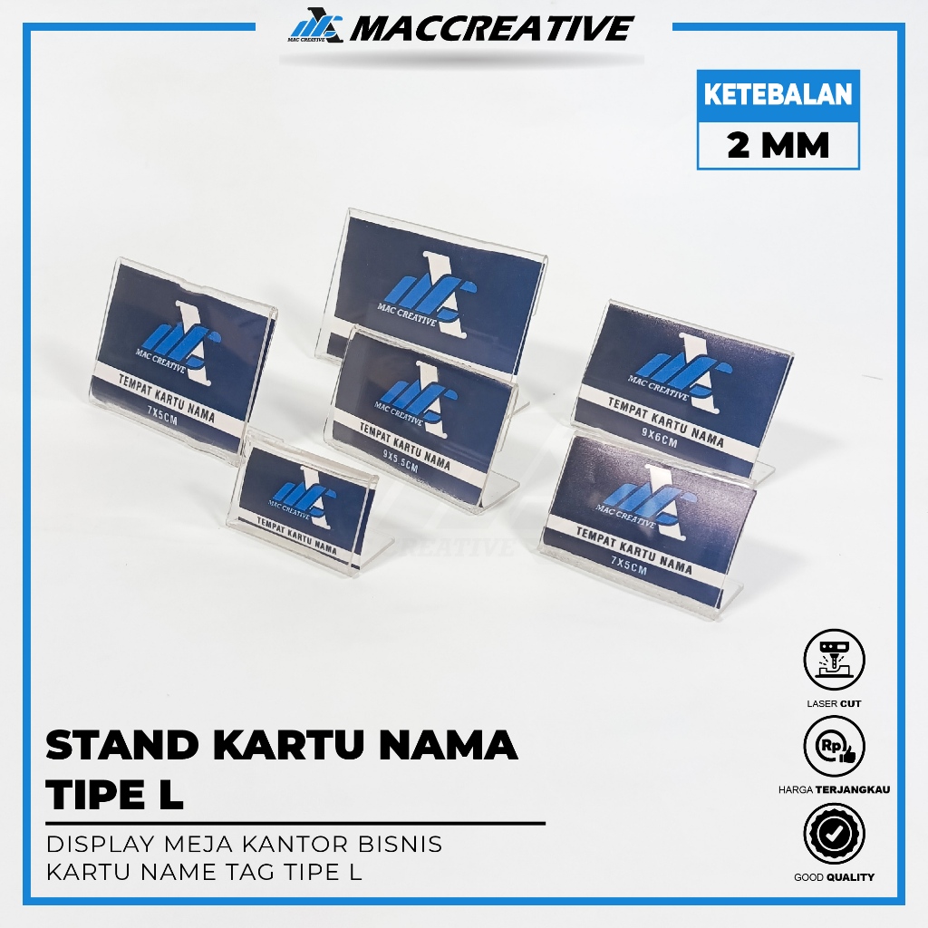 

Stand Kartu Nama Akrilik Tipe L - Acrylic Display Meja Kantor Bisnis Kartu Name Tag Tipe L