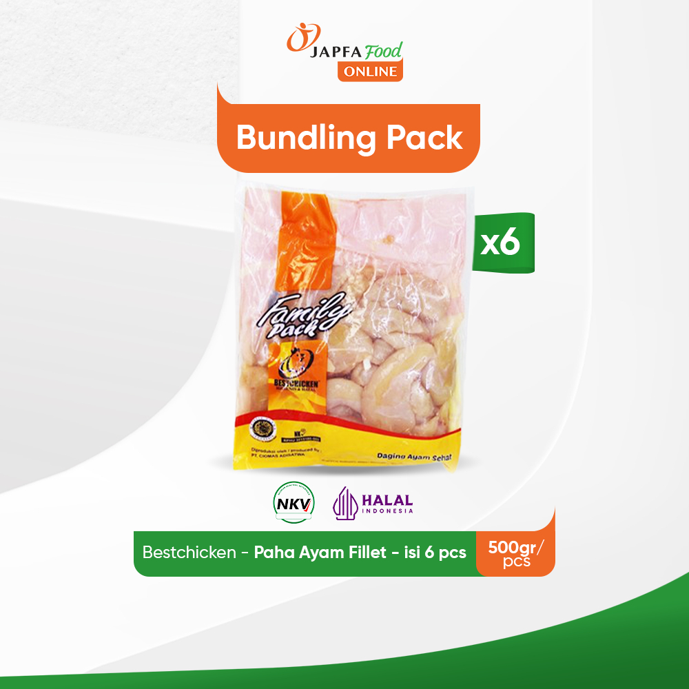 

Bestchicken Paha Ayam Fillet - Paha Ayam Boneless Tanpa Kulit 500 gr - Isi 6 pack