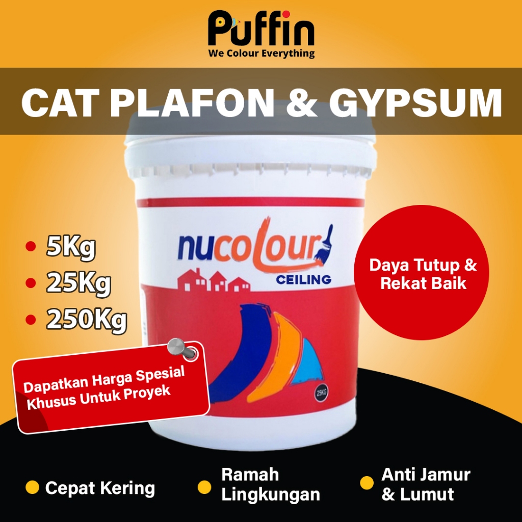 Puffin Paint Cat Plafon Nucolour ceiling cat gipsum putih 5 dan 25kg