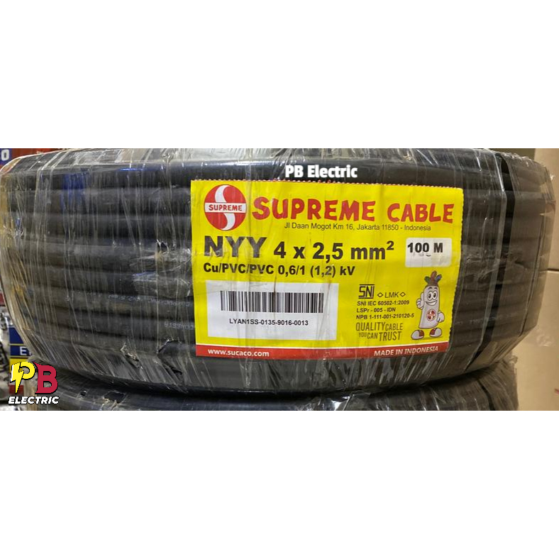 Kabel NYY 4 x 2.5 mm Merk Supreme / Kabel NYY 4x2.5 mm Supreme / Supreme NYY 4 x 2,5 mm (2 Ukuran)