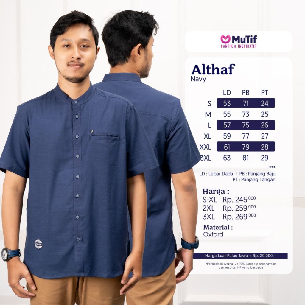 Kemeja Koko MUTIF ALTHAF (Black Navy, Navy) Koko Kemeja Pria Lengan Pendek ORI MUTIF