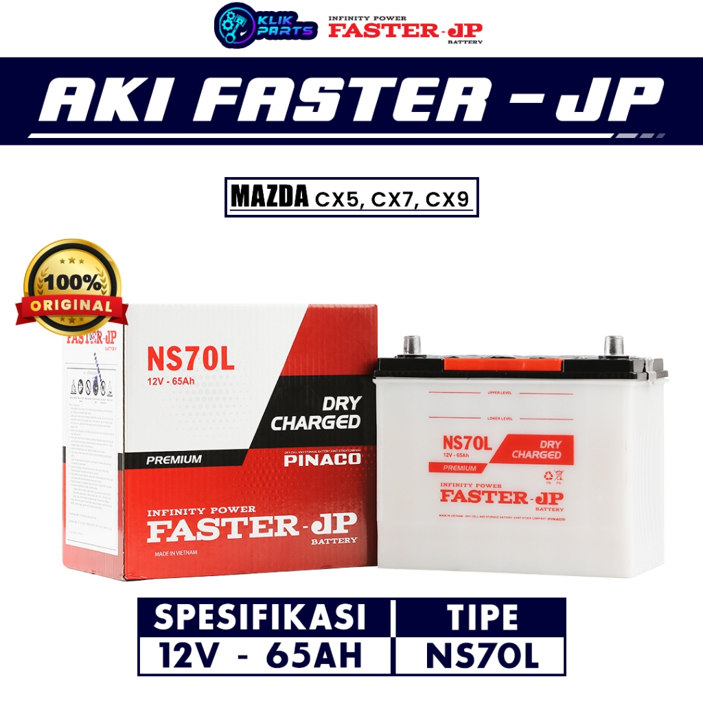 Faster JP Aki NS70L 12V 65Ah Aki Basah