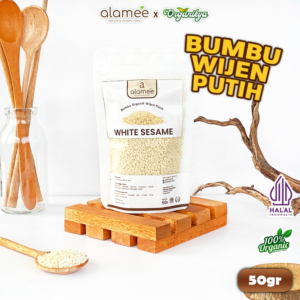 

ALAMEE Wijen Putih White Sesame Seed Bumbu Dapur Organik Masak Rempah Tanpa Campuran 50g organikya