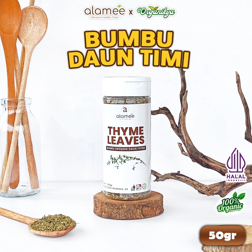 

ALAMEE Thyme Kering Daun Timi Bumbu Dapur Organik Garnish Dried Leaves Murni Asli 50g organikya