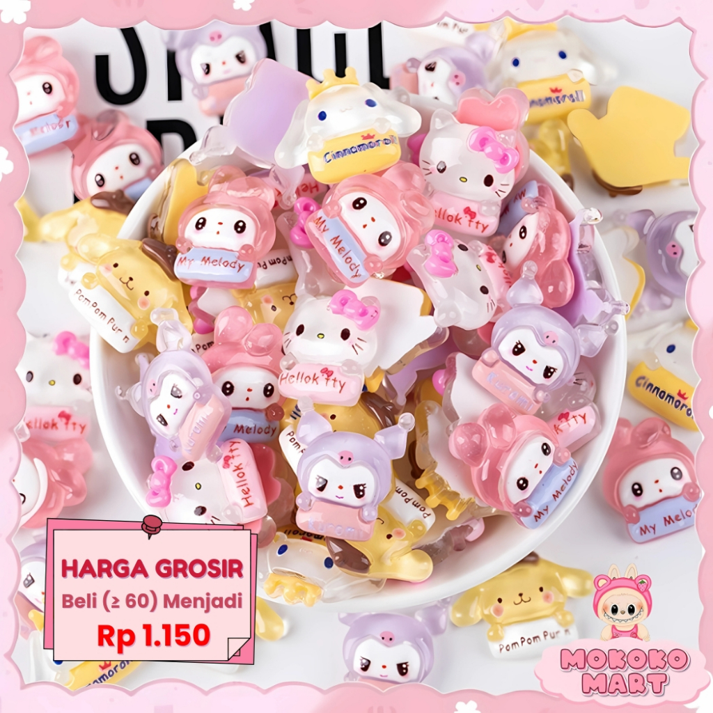 

MM Stiker 3D Clay Resin Dekor DIY Gantungan Kunci Kotak Pensil Botol STICKER MINI SANRIO DIY 3D-009