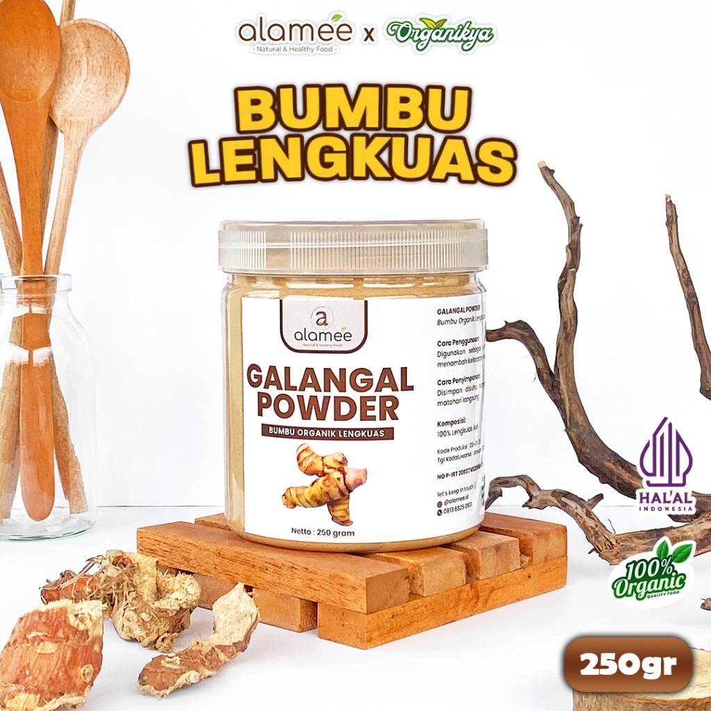 

ALAMEE Lengkuas Bubuk Asli Galangal Seasoning Powder Murni Asli Bumbu Masak Organik 250G organikya